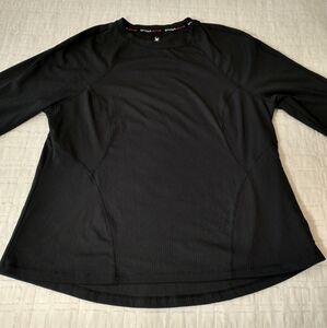 Spyder Active Black Long Sleeve Top, Zip Pocket, Thumb Slit, Stretch, Size Large